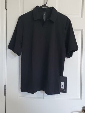 NWT Lululemon Textured Mesh  Short Sleeve Polo Mens SZ S BLACK